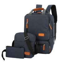 Dark Blue 3-Piece Backpack Set – Men’s &amp; Women’s Student Travel Backpack, Casual Backpack, Laptop Bag, Notebook Bag, Computer Bag