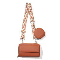 Brown 2-piece combination new mobile phone shoulder bag niche design one-shoulder messenger bag mobile phone bag multi-function wide shoulder strap mo