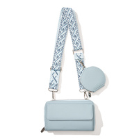Light Blue 2-piece combination new mobile phone shoulder bag niche design one-shoulder messenger bag mobile phone bag multi-function wide shoulder str