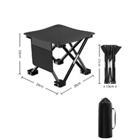 23*28cm Black Outdoor Folding Stool - Lightweight Portable Picnic Chair, Fishing Chair, Camping Seat, and Collapsible Bench for Outdoor Activities