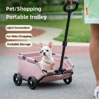 Pink Compact Foldable Pet Stroller for Dogs and Cats – Lightweight Travel Pushchair for Small Pets, Teddy Dogs, and Cats – Portable and Collapsible Pe