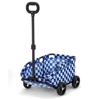 Blue Lattice Compact Foldable Pet Stroller for Dogs and Cats - Lightweight Travel Pushchair for Small Pets, Teddy Dogs, and Cats - Portable and Collap