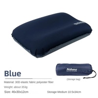 Navy Blue Automatic Inflatable 3D Outdoor Sponge Pillow - Portable Camping Travel Neck Cushion, Comfortable Air Mattress for Tent, Versatile Nap Pillo
