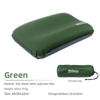 Dark Green Automatic Inflatable 3D Outdoor Sponge Pillow - Portable Camping Travel Neck Cushion, Comfortable Air Mattress for Tent, Versatile Nap Pill