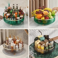 Green Luxury Rotating Storage Rack - Transparent Spice Organizer &amp; Condiment Holder for Kitchen and Living Room, Desktop Rotating Tray for Efficient S