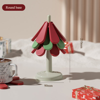 Round Base Red High temperature resistant table mat household teacup mat anti-scalding mat foldable insulation mat pot mat, insulation mat shelf Chris