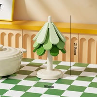 Round Base Green High temperature resistant table mat household teacup mat anti-scalding mat foldable insulation mat pot mat, insulation mat shelf Chr