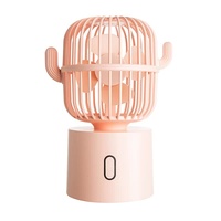 Pink Cactus-Shaped USB Rechargeable Fan - Creative Desktop Fan for Home &amp; Office with Adjustable Head for Cooling on the Go
