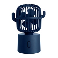 Blue Cactus-Shaped USB Rechargeable Fan - Creative Desktop Fan for Home &amp; Office with Adjustable Head for Cooling on the Go