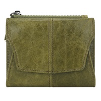 Olive Green Genuine Leather Women&#39;s Wallet - Multifunctional Coin &amp; Card Holder, Fashionable Card Box in Top-Grade Cowhide
