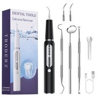 Black Portable Ultrasonic Dental Cleaner, Home Use Plaque Remover, Sonic Tooth Stain &amp; Tartar Cleaning Tool