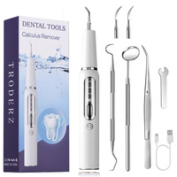 White Portable Ultrasonic Dental Cleaner, Home Use Plaque Remover, Sonic Tooth Stain &amp; Tartar Cleaning Tool