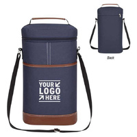 Blue Portable Insulated Wine Cooler Bag - Oxford Fabric Round Tote with Thick Aluminum Lining for Wine, Champagne, and Beverages