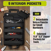 Car Tool Roll-Up Bag, Portable Electrician &amp; Woodworking Tool Organizer, Multi-Pocket Storage