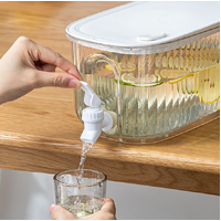 Transparent  4 Liter Refrigerator Cold Drink Dispenser, Juice &amp; Fruit Infuser Water Pitcher, Spigot Beverage Container