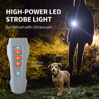 Grey And Orange Ultrasonic Dog Bark Control Device, Rechargeable Dog Trainer with LED Flashlight, Portable Anti-Barking Tool
