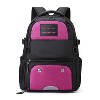 Pink And Black Large Capacity Sports Backpack, Waterproof Basketball &amp; Soccer Bag, Separate Shoe Compartment, Student Backpack