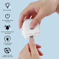 White Automatic Electric Nail Trimmer with LED Light, Rechargeable Nail Clipper and File for Adults &amp; Kids, Portable Nail Care Device