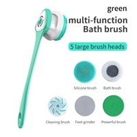 Green Electric Bath Brush &amp; Multi-Functional Massager - Long Handle Waterproof Body Cleansing Tool