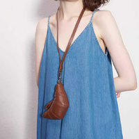 Brown Cute Crossbody Coin Purse | Mini Croissant Design Shoulder Bag | Small PU Leather Portable Makeup &amp; Earphone Pouch