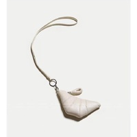 White Cute Crossbody Coin Purse | Mini Croissant Design Shoulder Bag | Small PU Leather Portable Makeup &amp; Earphone Pouch