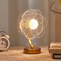 Sunflower Shape Luxury Acrylic Table Lamp - Modern USB Powered Night Light | Decorative Atmosphere Lamp for Bedroom, Living Room, and Bedside | Compac