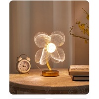 Four Leaf Clover Shape Luxury Acrylic Table Lamp - Modern USB Powered Night Light | Decorative Atmosphere Lamp for Bedroom, Living Room, and Bedside |