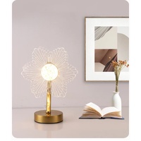 Flower Shape Luxury Acrylic Table Lamp - Modern USB Powered Night Light | Decorative Atmosphere Lamp for Bedroom, Living Room, and Bedside | Compact D