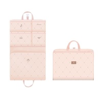 Light Pink Travel Storage Organizer Bag - Multi-Compartment Lightweight Foldable Luggage Organizer for Clothes, Underwear, and Accessories - Portable 