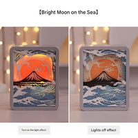 Moon Over The Sea 3D Paper Carving Night Light - USB Or Battery Powered Decorative Bedside Lamp | Atmosphere Lamp for Bedroom | Creative Starry Night 