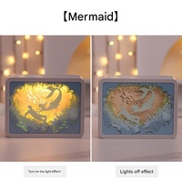 Mermaid 3D Paper Carving Night Light - USB Or Battery Powered Decorative Bedside Lamp | Atmosphere Lamp for Bedroom | Creative Starry Night and Little