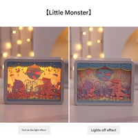Little Monsters 3D Paper Carving Night Light - USB Or Battery Powered Decorative Bedside Lamp | Atmosphere Lamp for Bedroom | Creative Starry Night an