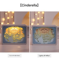 Cinderella 3D Paper Carving Night Light - USB Or Battery Powered Decorative Bedside Lamp | Atmosphere Lamp for Bedroom | Creative Starry Night and Lit