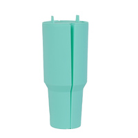 Turquoise 40oz Silicone Dual-Chamber Cup Separator - Food-Grade Drink Divider, Cold Drink Mug with Separate Compartments, BPA-Free Silicone Liner for 