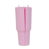 Pink 40oz Silicone Dual-Chamber Cup Separator - Food-Grade Drink Divider, Cold Drink Mug with Separate Compartments, BPA-Free Silicone Liner for Bever