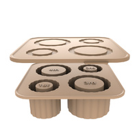 2 Pcs Brown Silicone Ice Cube Tray with Lid - Easy Release, Food-Grade Platinum Silicone Ice Mold, 30oz/40oz Compatible, Durable and Reusable
