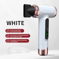 White Wireless Hair Dryer with Cold &amp; Hot Air, Portable Large-Capacity Rechargeable Ionic Dryer, Fast-Drying, Lightweight and Compact for Home and Tra