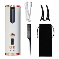 White Automatic Hair Curler - USB Rechargeable, Safe and Portable Curling Iron for Quick Styling, Anti-Scald Design, Compact and Lightweight