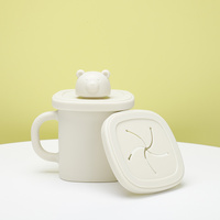 Light Yellow Silicone Baby Training Cup with Dual Handles, Duck-Bill &amp; Snack Cup Lids, Spill-Proof &amp; Drop-Proof