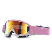 Progressive Pink + Imitation Red Lenses Outdoor Protective Motorcycle Goggles - Windproof, Dustproof, Skiing, and Cycling Eyewear - Lightweight Anti-F