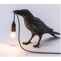 Black Bird Standing Shape Nordic Resin Bird Wall Lamp - Creative Animal Bedside Decorative USB Night Light, Stylish Bird Perched Lamp for Bedroom and 