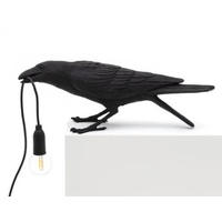 Black Bird Sitting Shape Nordic Resin Bird Wall Lamp - Creative Animal Bedside Decorative USB Night Light, Stylish Bird Perched Lamp for Bedroom and L