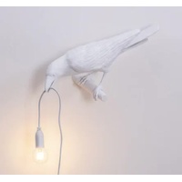 White Bird Right Wall Lamp Nordic Resin Bird Wall Lamp - Creative Animal Bedside Decorative USB Night Light, Stylish Bird Perched Lamp for Bedroom and
