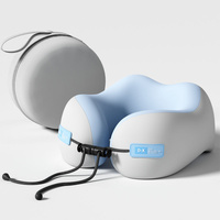 Blue And Grey Portable U-Shaped Memory Foam Travel Pillow – Ergonomic Neck Support for Airplane, Car, Office – Lightweight &amp; Compact with Storage Box