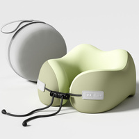 Green Portable U-Shaped Memory Foam Travel Pillow - Ergonomic Neck Support for Airplane, Car, Office - Lightweight &amp; Compact with Storage Box