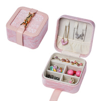 Pink Portable Vintage Embossed Jewelry Box - Flip-Top Necklace, Ring, and Earring Organizer with Elegant Design(The Jewelry is a prop for the photo sh