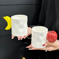 2-Piece Set Apple And Banana Creative Fruit Ceramic Mug - Adorable Handle Design, 280ml Couple Cups, Perfect Gift for Birthdays or Valentine&#39;s Day