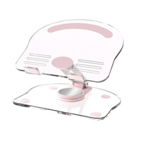 Pink Acrylic Foldable Tablet and Phone Stand - 360° Rotation, Anti-Slip Design, Lightweight and Compact