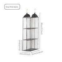 Grey Hanging Dustproof Storage Bag - Multi-Layer Organizer for Bags, Clothes &amp; Accessories, 3-Tier Non-Woven Fabric