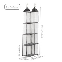 Grey Hanging Dustproof Storage Bag - Multi-Layer Organizer for Bags, Clothes &amp; Accessories, 4-Tier Non-Woven Fabric